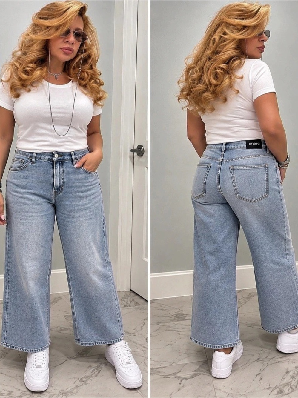 Oneso Women's Wide Leg Jeans in Blue